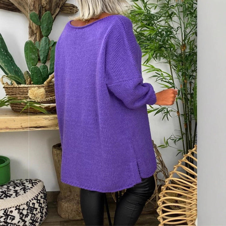 Women's Casual Oversized Long Sleeve Knitted Pullover with Side Slits Lune London