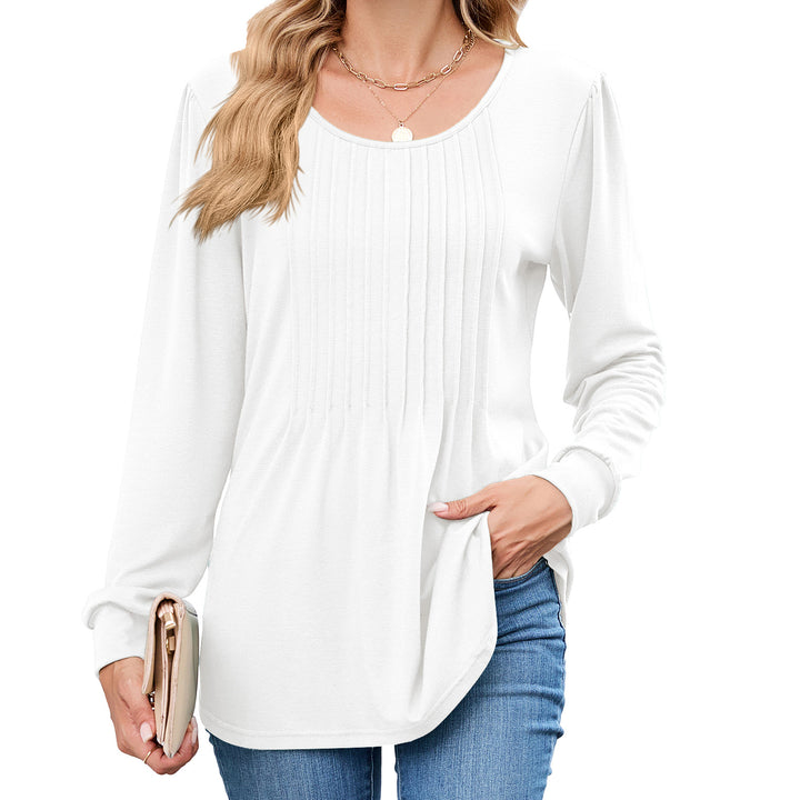 Long sleeve women's T-shirt with decorative pleats Lune London
