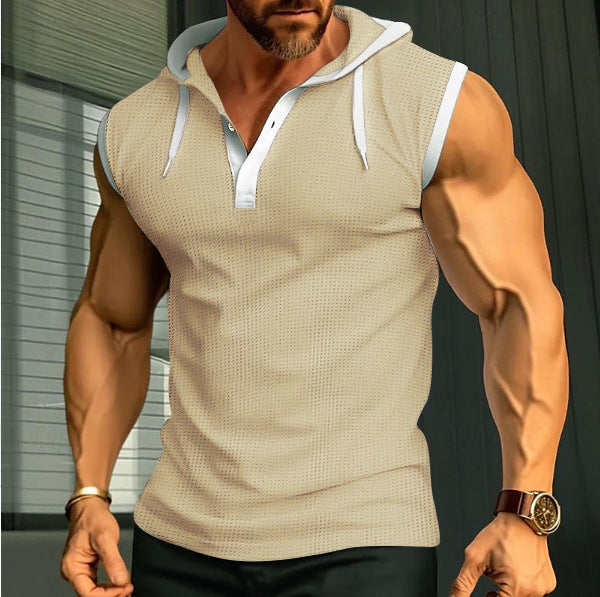 Sleeveless polo for men with modern cut and practical hood Lune London