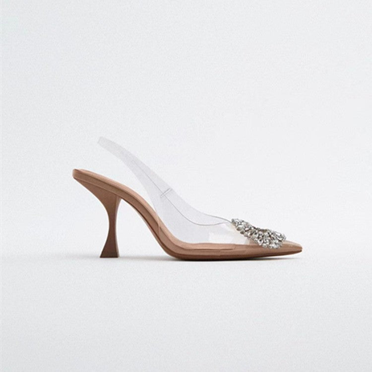 Elegant transparent pumps for women with sparkling jewelry detail Lune London