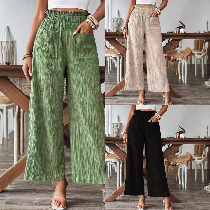 Casual and lightweight palazzo pants for women with elastic waistband and practical pockets Lune London