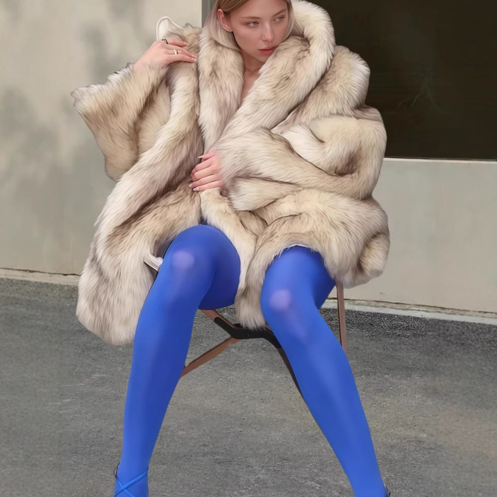 Ladies Elegant Faux Fur Coat Lune London