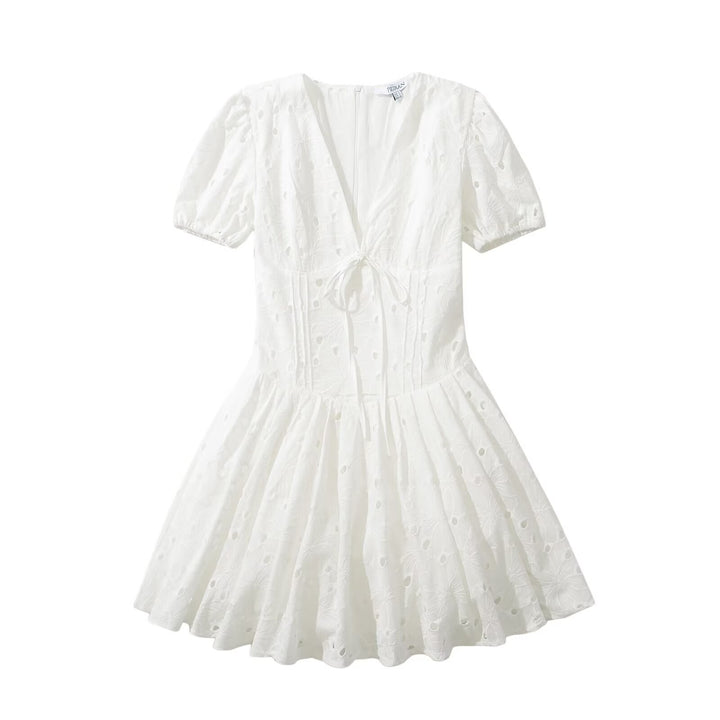 Summer dress women with delicate embroidery and voluminous skirt Lune London