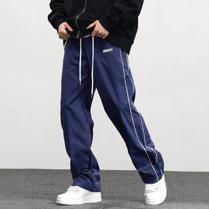 High-end leisure pants for men with adjustable waist and chic side stripes