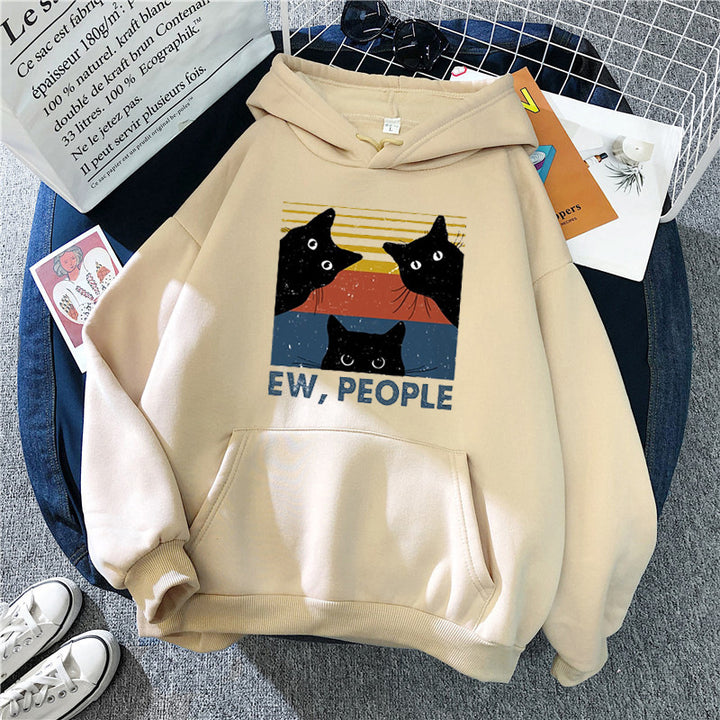 Women’s hoodie with stylish cat motif and inspiring lettering Chic & Stil