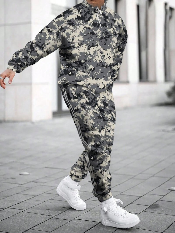 Trendy sports outfit for men in chic camouflage design