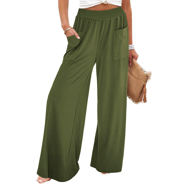 Women Wide Leg Palazzo Pants with Elastic Waist and Convenient Pockets Lune London