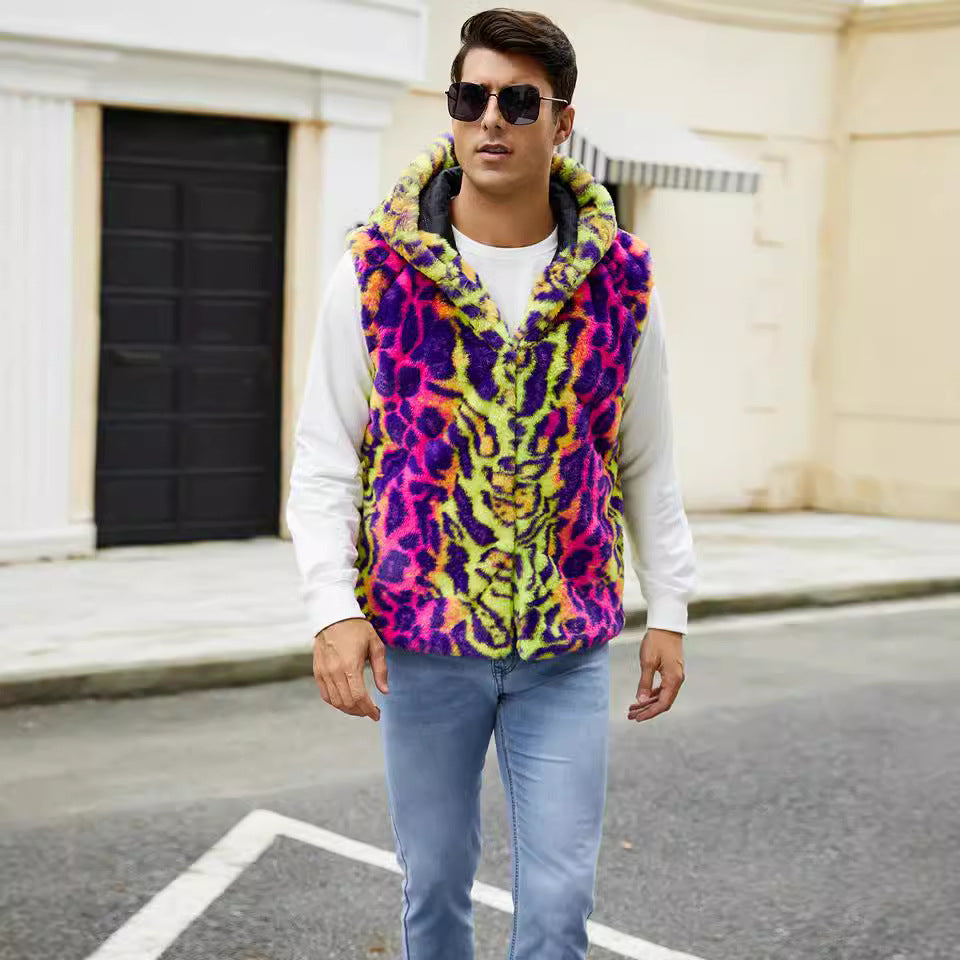 Men's jacket with hood in soft faux fur Lune London