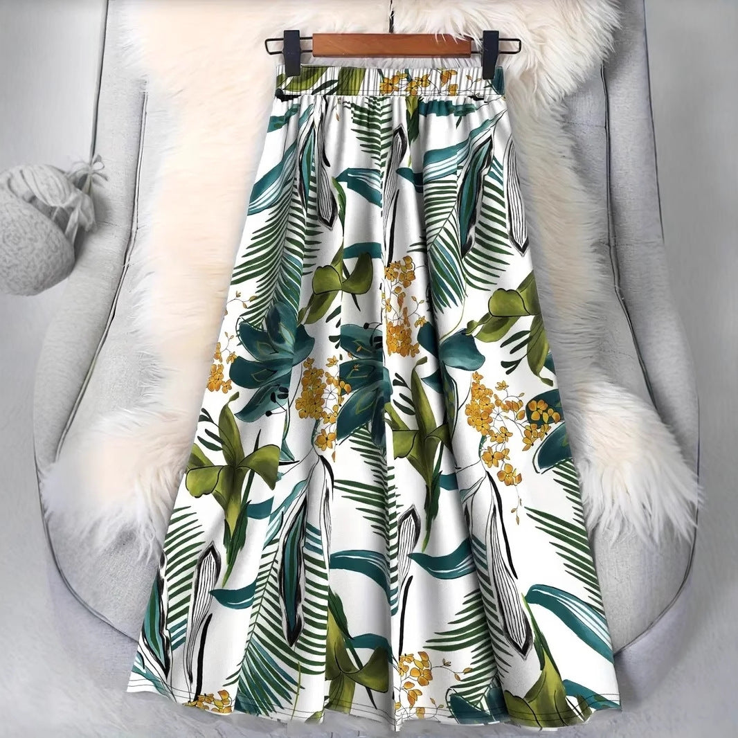 Floral maxi skirt for women with elastic waist and fluid fit Chic and Style