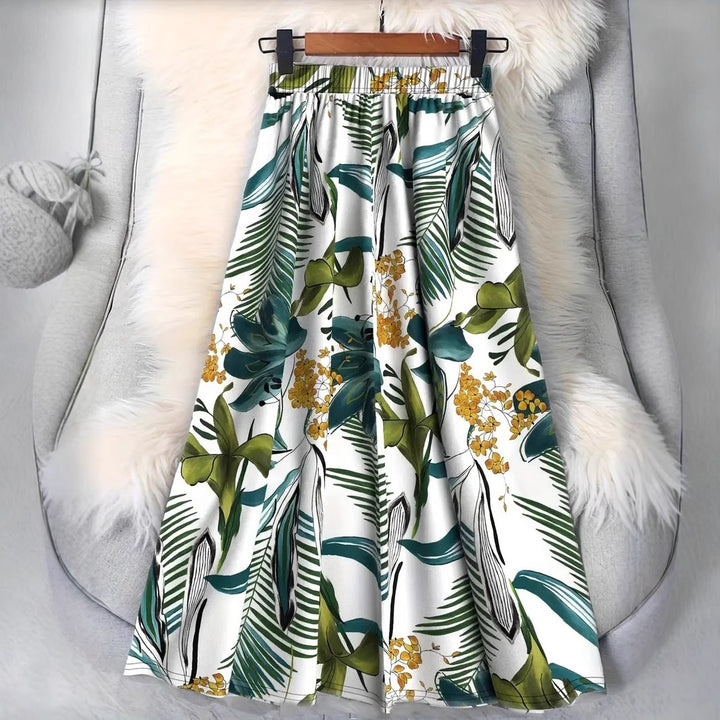 Floral maxi skirt for women with elastic waist and fluid fit Chic and Style