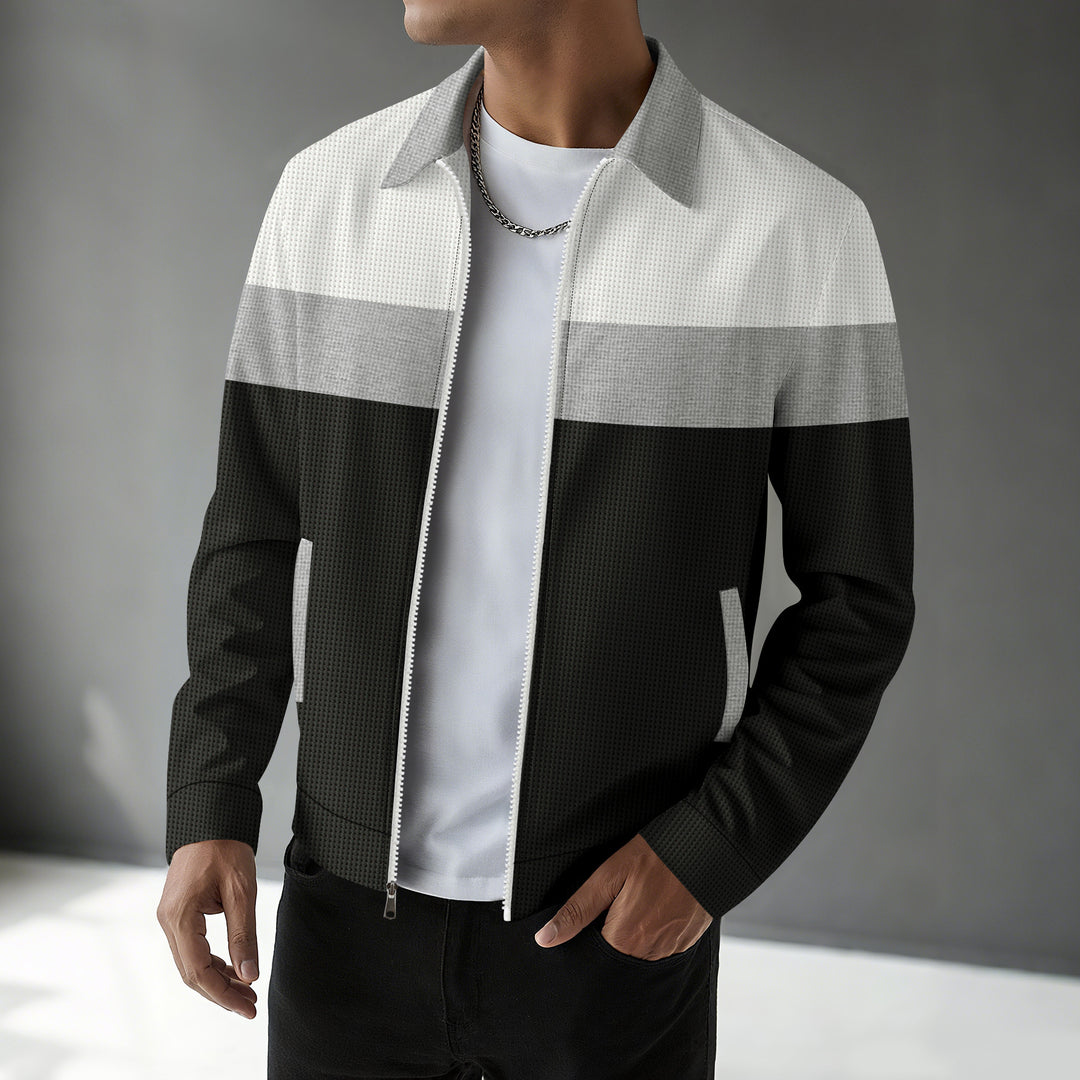 Trendy men's bomber jacket with textured design and contrasting stripes Lune London