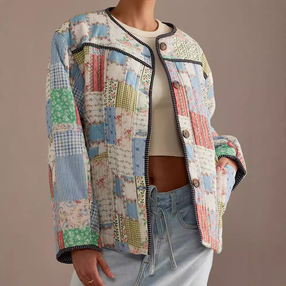Ladies Quilted Bomber Jacket Patchwork Lune London