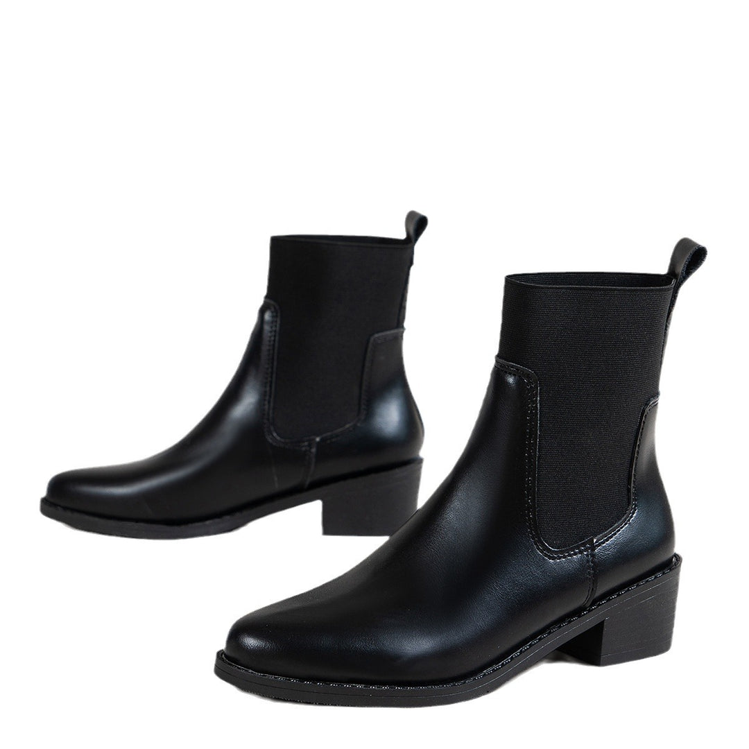 Women’s ankle boots with elastic shaft and comfortable block heel Lune London