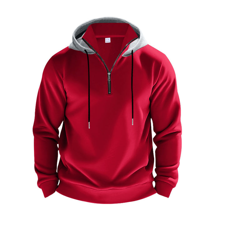 Men's hooded sweatshirt with half zipper and internal drawstring Lune London