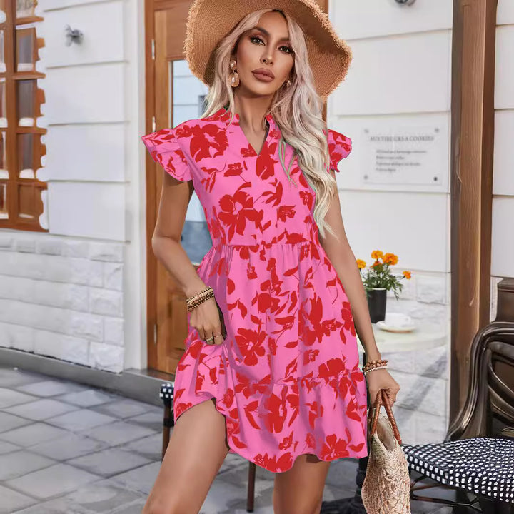 Ladies Dream Collar Floral Mini Dress Lune London