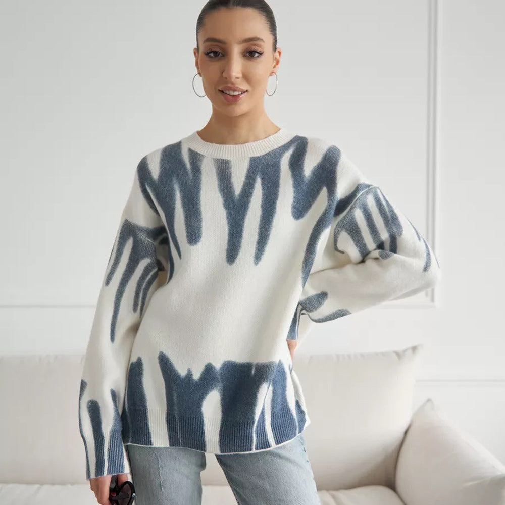 Oversized sweater for women with creative pattern and soft textured material Lune London