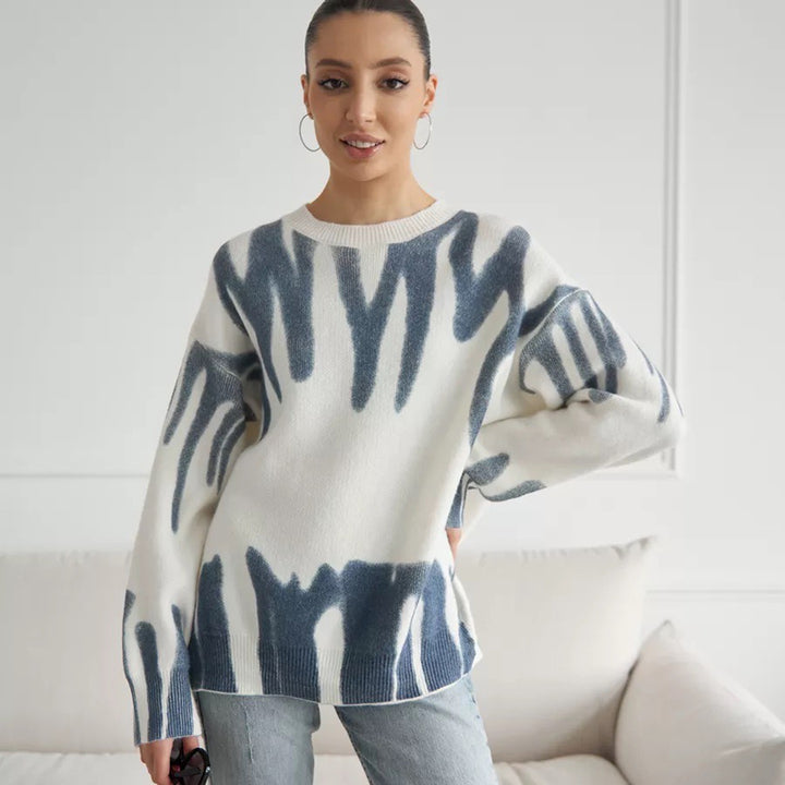 Oversized sweater for women with creative pattern and soft textured material Lune London