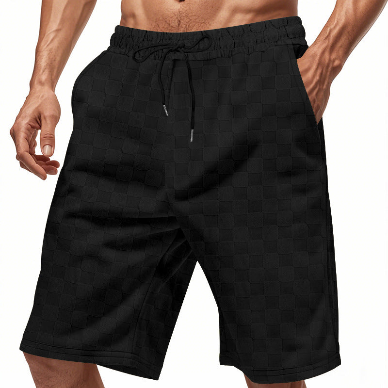 Casual beach shorts for men with elastic waistband and modern checked pattern Lune London