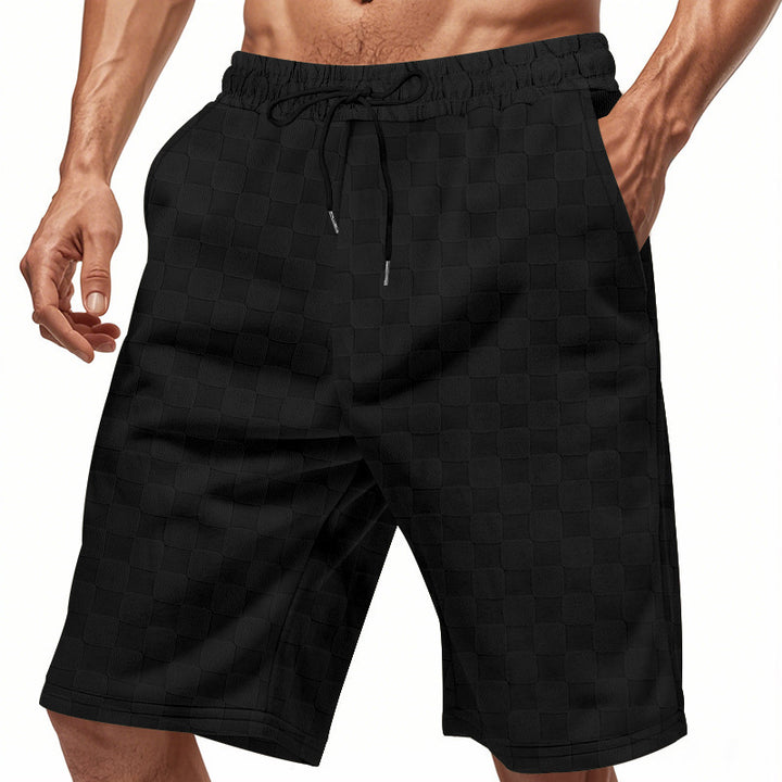 Casual beach shorts for men with elastic waistband and modern checked pattern Lune London