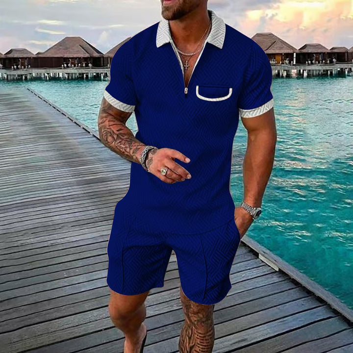 Short sleeve polo set with pattern for men and shorts Lune London