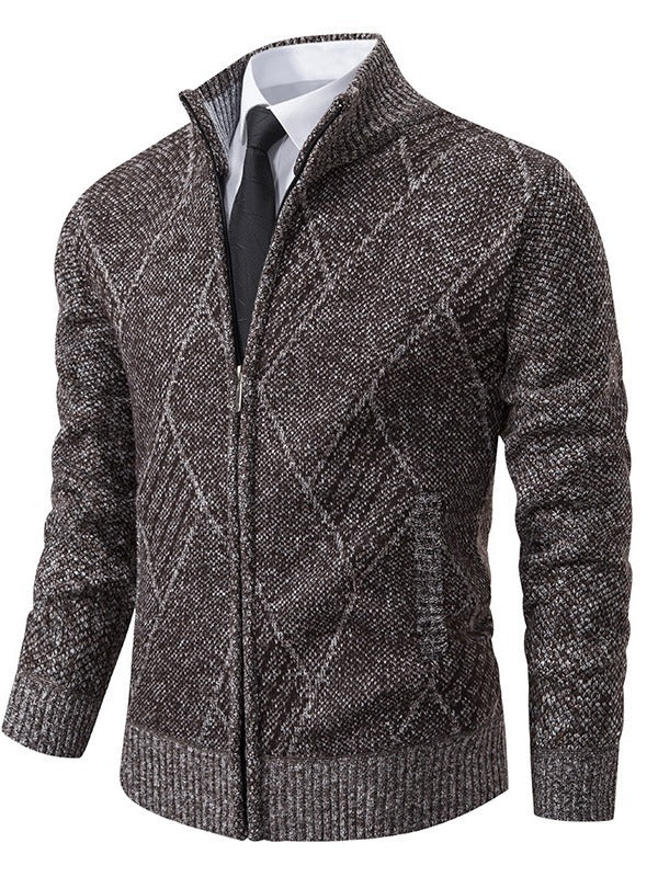 Men's knit jacket with a modern braid design and practical zipper Lune London
