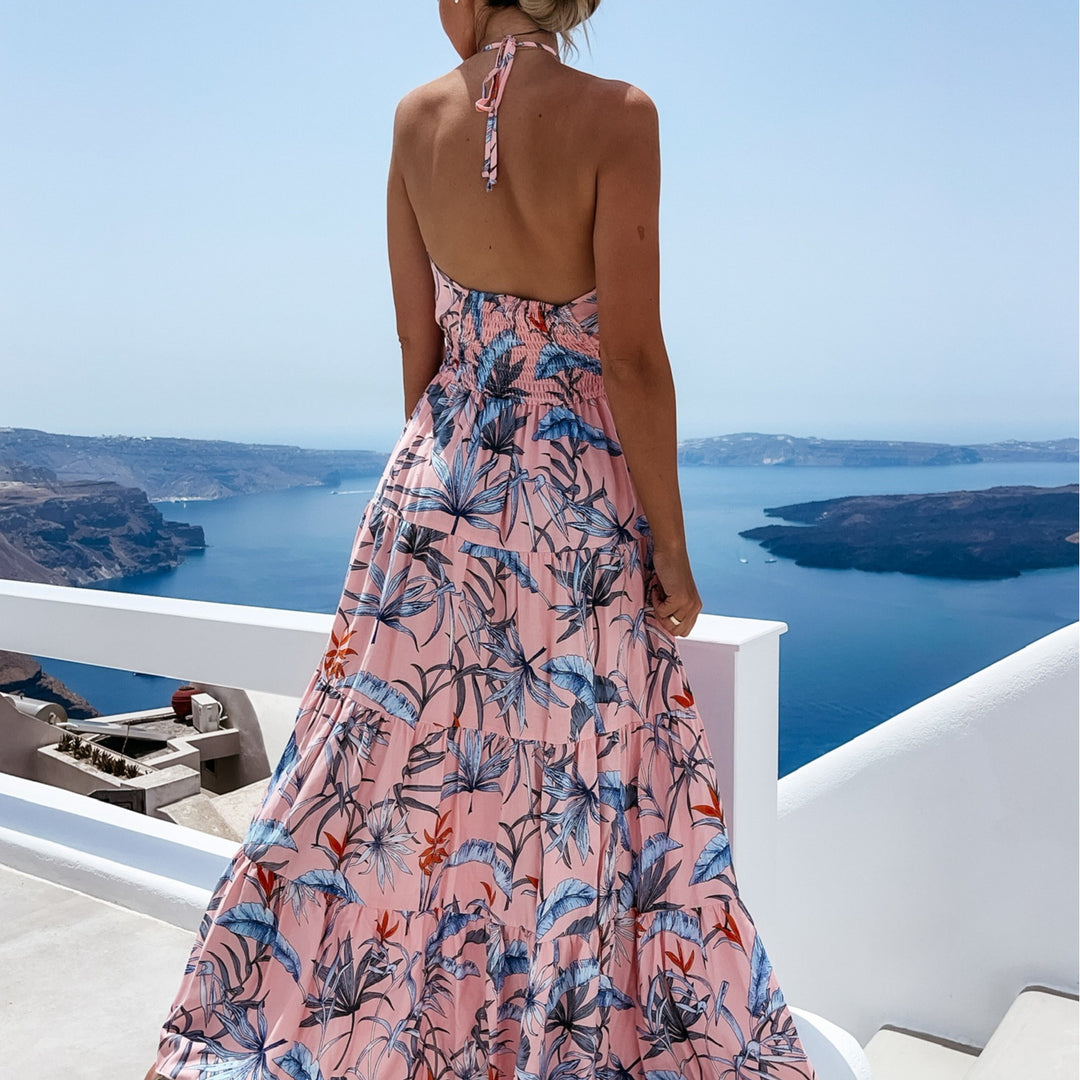 Maxi backless dress for women with flowy skirt Lune London