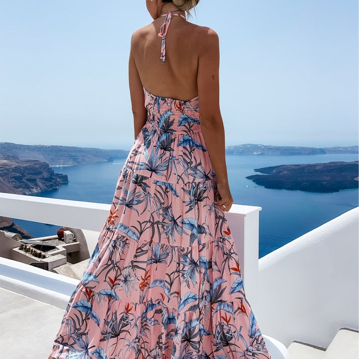 Maxi backless dress for women with flowy skirt Lune London