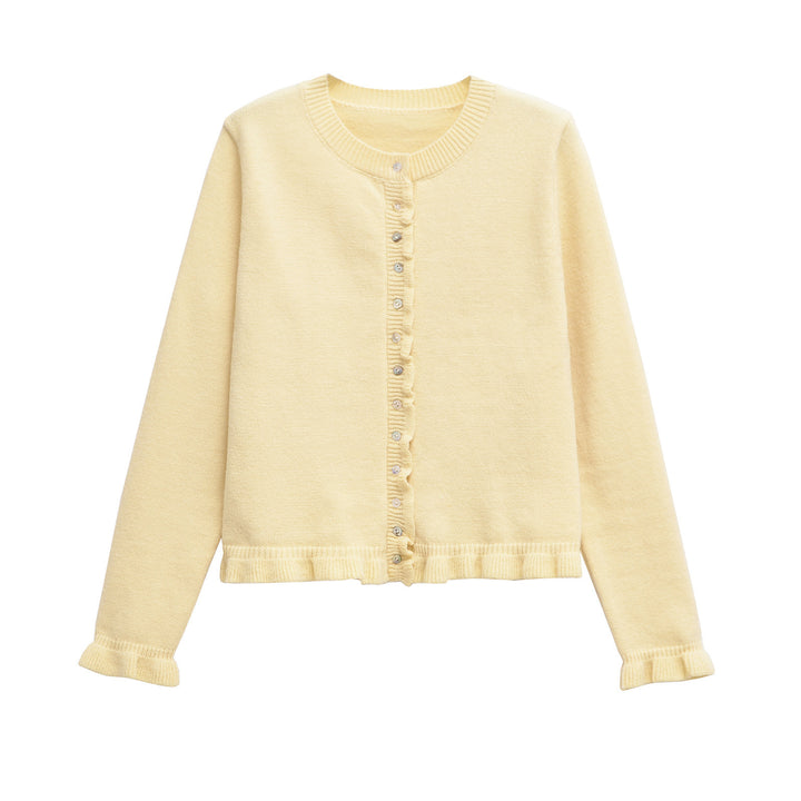 Knit jacket for women with flared details and decorative buttons Lune London