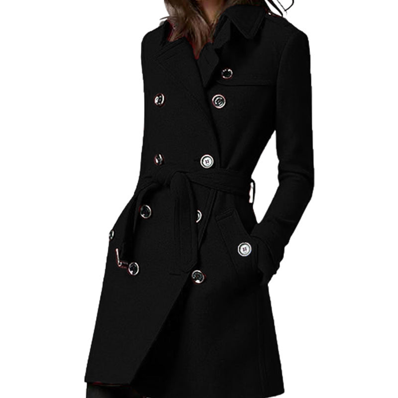 Hooded coat for women with belt and double-breasted buttons Lune London