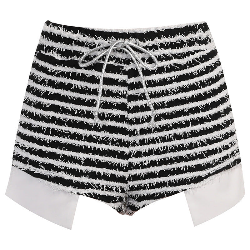 Women's fashionable shorts with innovative cut and trendy contrast accents