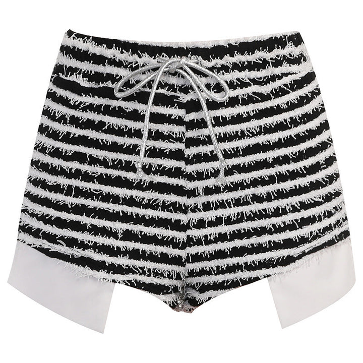 Women's fashionable shorts with innovative cut and trendy contrast accents