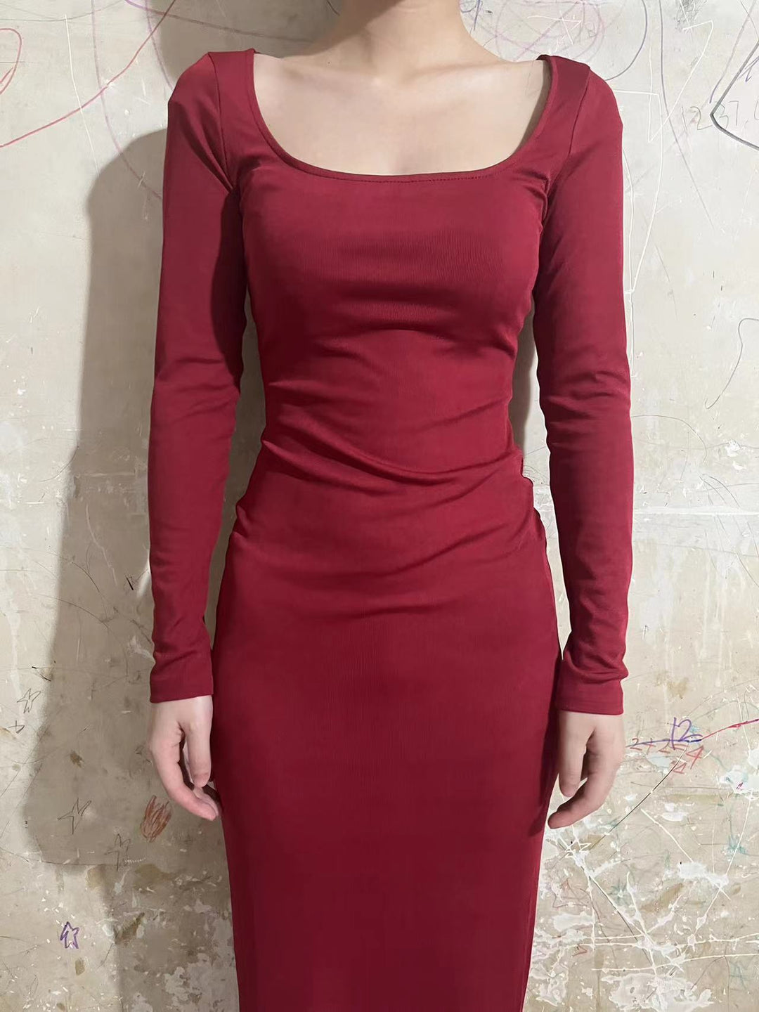 Long fitted long sleeve dress for women Lune London