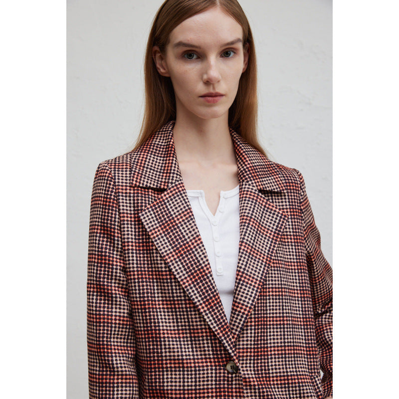 Women checkered coat elegant with double breasted and relaxed fit Lune London