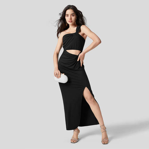 Robe enveloppante élégante pour femme avec des détails découpés asymétriques et une silhouette ajustée Chic & Stil