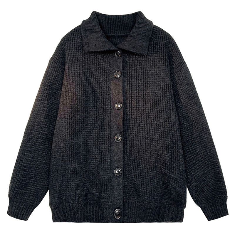 Knitted jacket for women with structured design and button placket Lune London