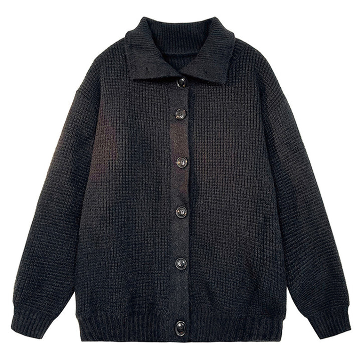 Knitted jacket for women with structured design and button placket Lune London