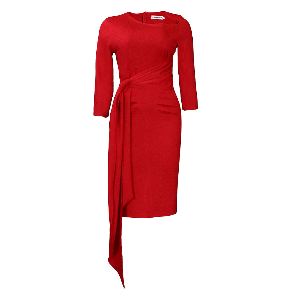 Fitted wrap dress for women with long sleeves and gathers Lune London