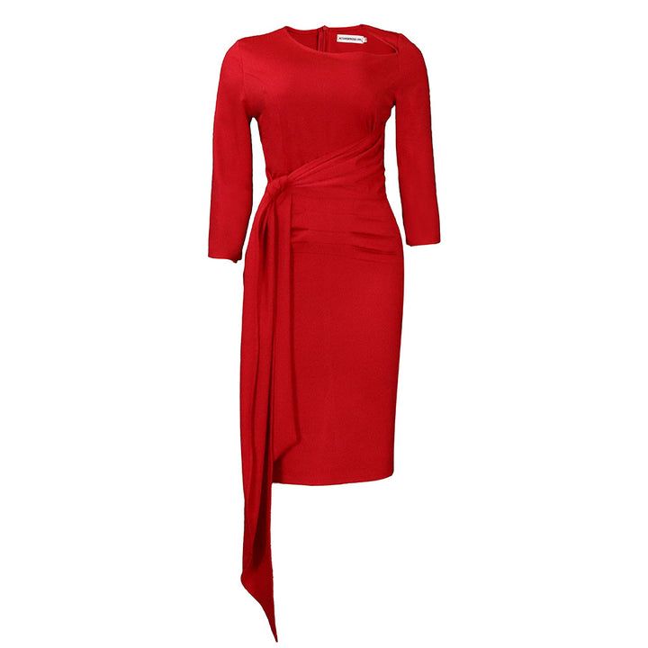 Fitted wrap dress for women with long sleeves and gathers Lune London