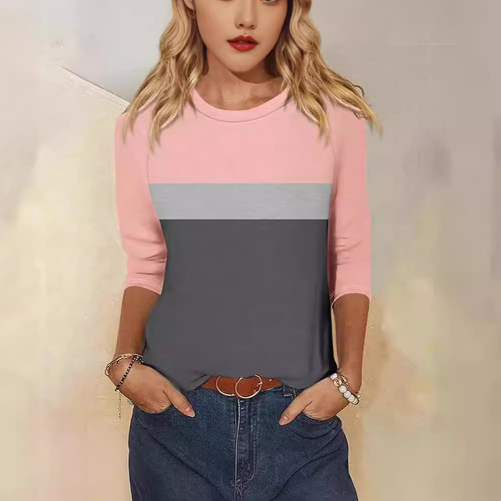 Lune London women's casual T-shirt with trendy color block design