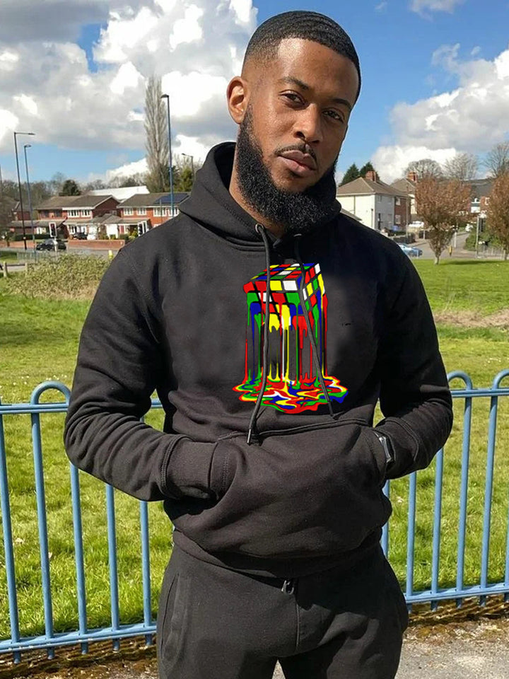 Men's hoodie with creative graphic print Rubik's Cube Lune London