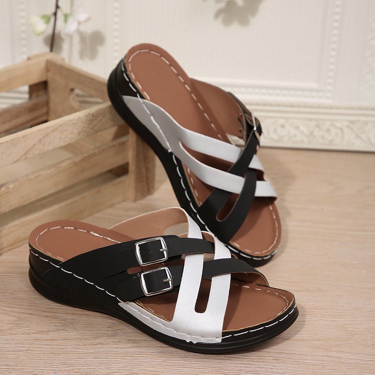 Comfortable women's shoes with a trendy buckle design and cushioned insole Lune London