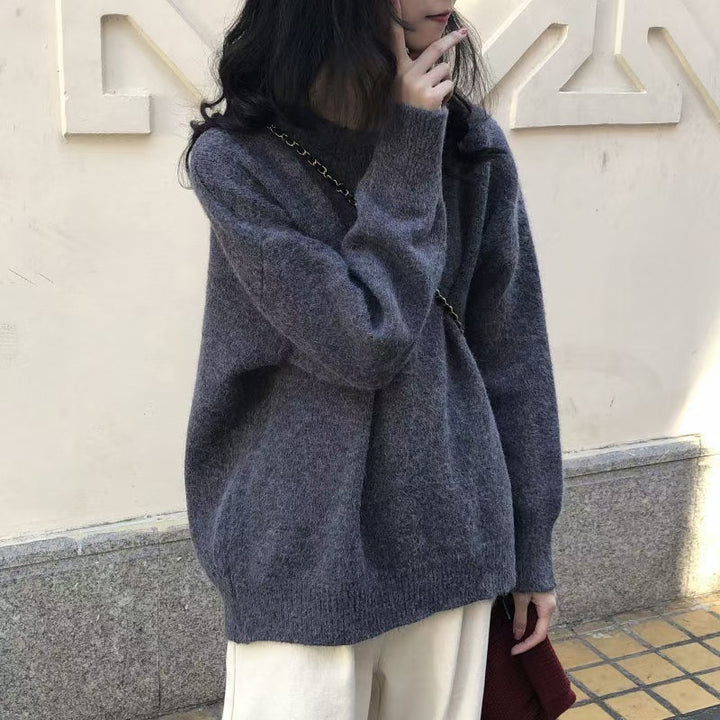 Ladies oversized knit pullover with wide fit and high edges Lune London
