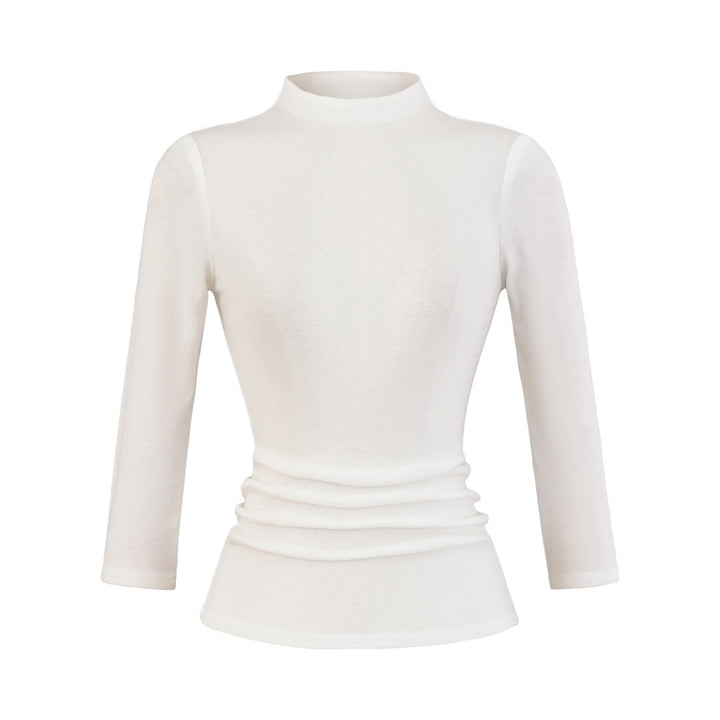 Long Sleeve Women's Shirt with Mock Neck and Ruching Details Lune London