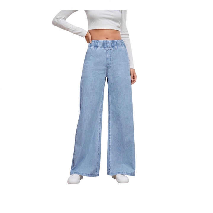 Women's wide High-Waist Jeans with elastic waistband and elegant cut Lune London