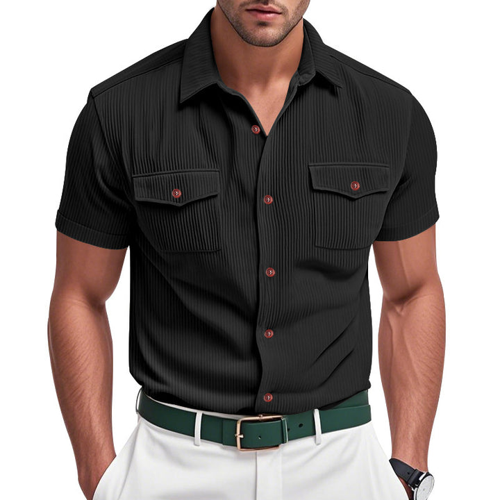 Short striped shirt for men with two practical chest pockets Lune London