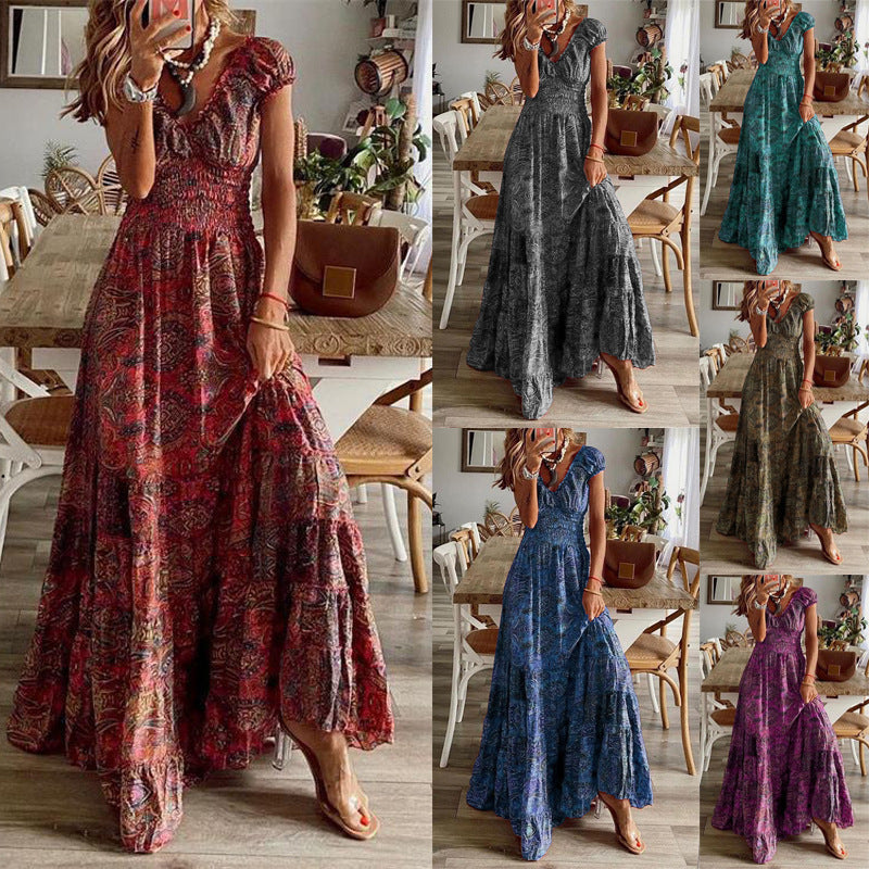 Women's Maxi Dress with Boho Design and Swinging Hem Lune London