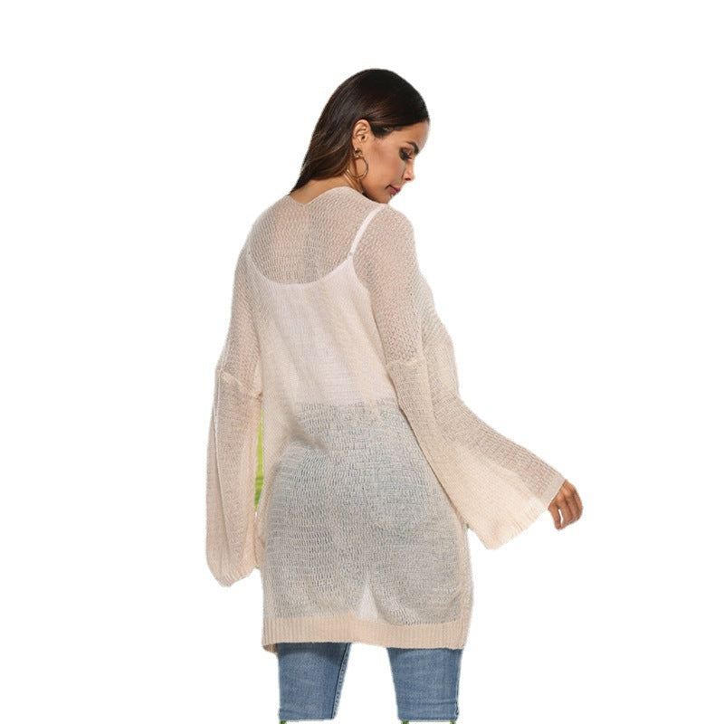 Women Long Knit Sweater with Loose Fit and Comfortable Sleeves Chic and Style
