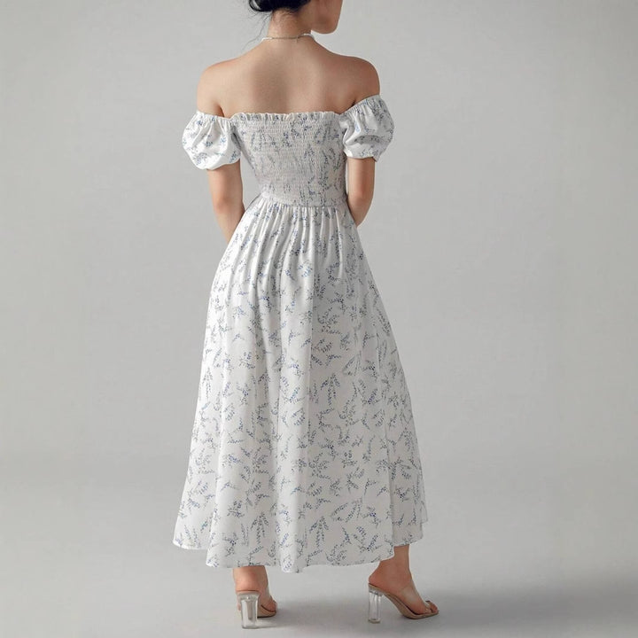 Ladies Flowers Puff Sleeves Maxi Dress Lune London