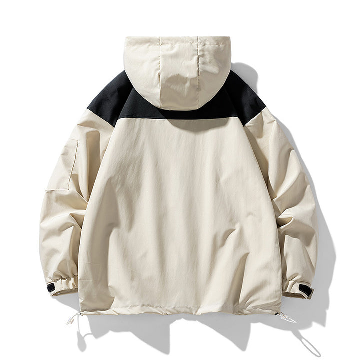 Functional jacket for men with innovative design of hood and breathable inserts Lune London