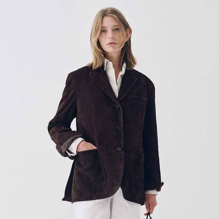 Femmes Blazer en Suède Élégant avec Poches Pratiques Chic & Stil
